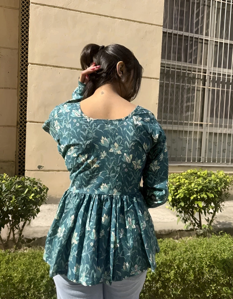 "Printed Peplum Top - Long Sleeve"