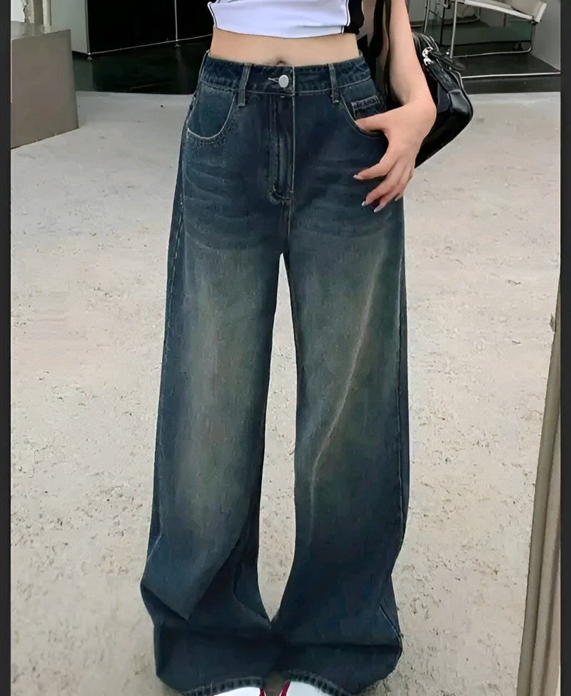 Wide Leg Jeans - Flap Pocket Denim