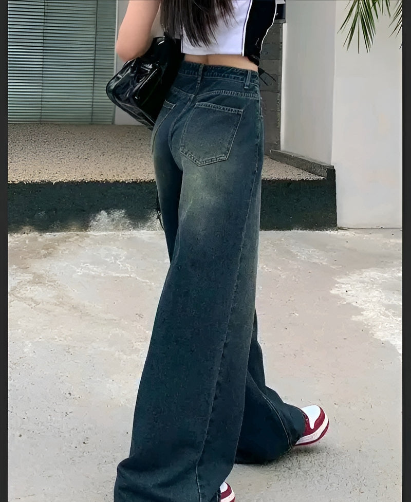 Wide Leg Jeans - Flap Pocket Denim