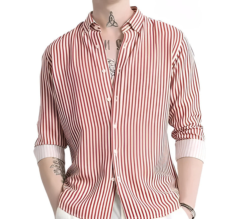 AADITRI Striped Cotton Shirt - Long Sleeve Classic Fit