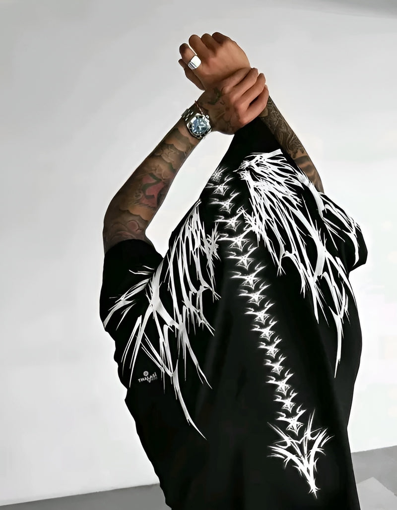 Aesthetic Oversized Tee - Black Print