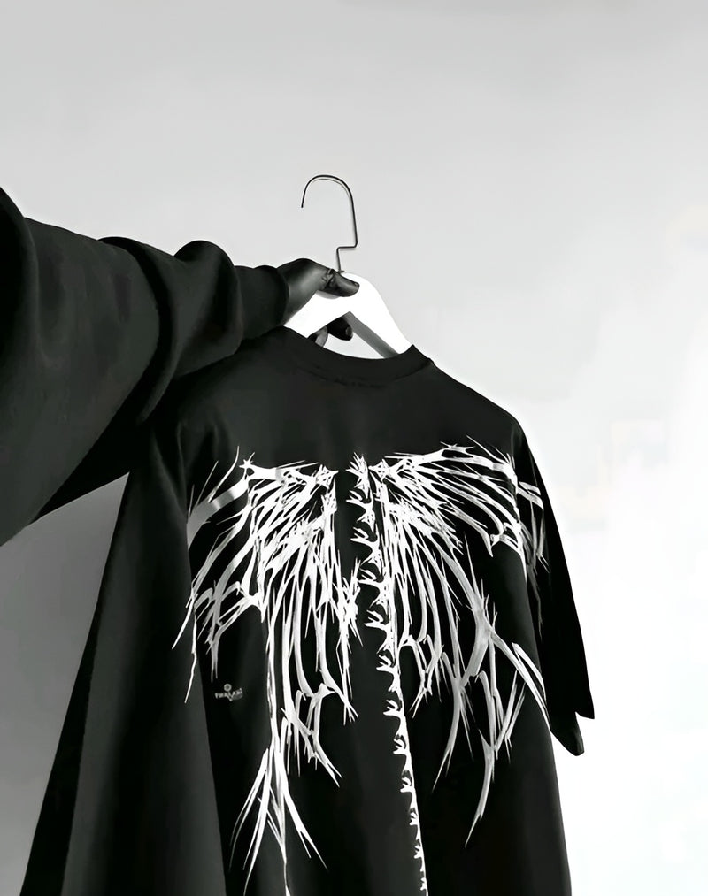 Aesthetic Oversized Tee - Black Print