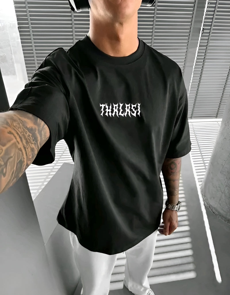 Aesthetic Oversized Tee - Black Print
