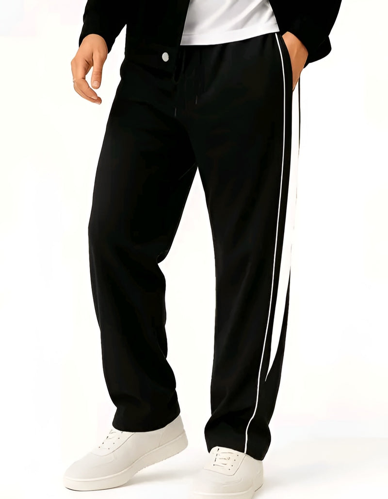 Black & White Striped Trackpants - Baggy