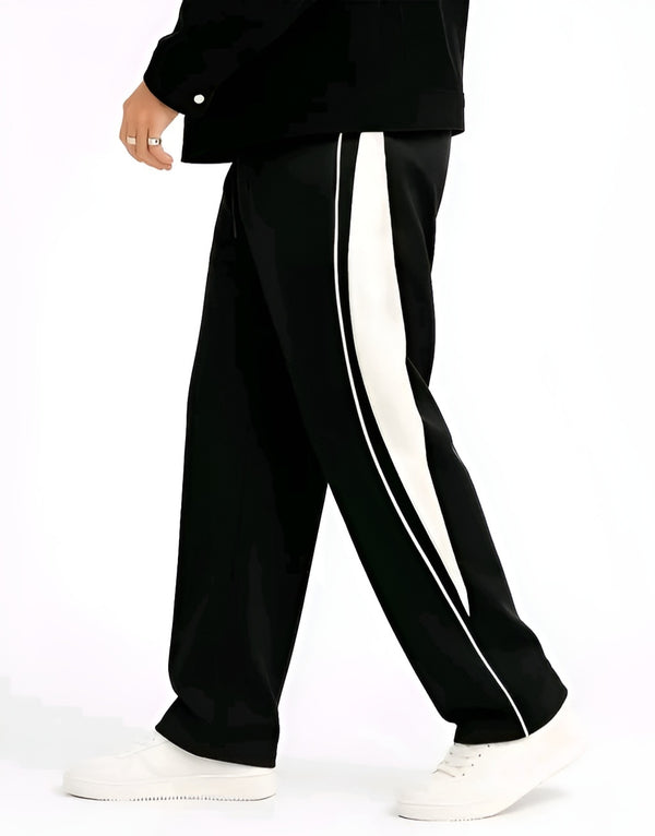Black & White Striped Trackpants - Baggy
