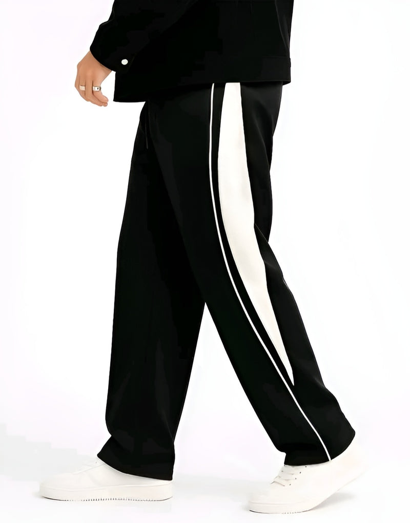 Black & White Striped Trackpants - Baggy
