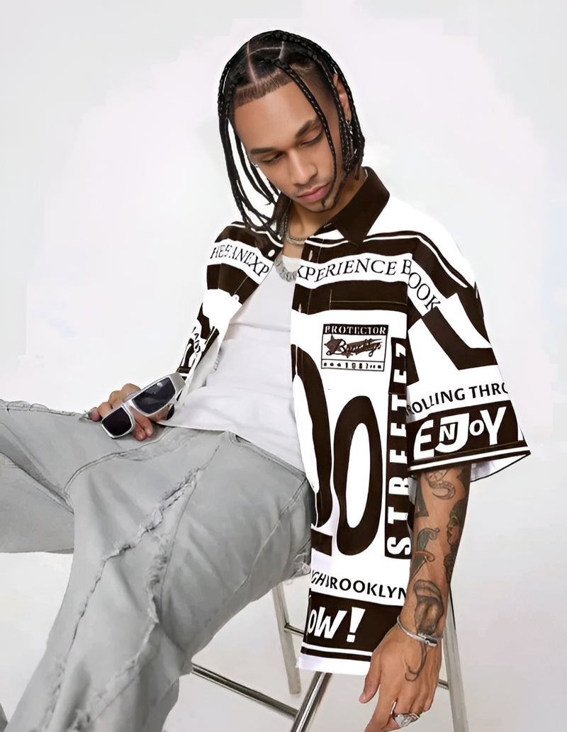 Typography Print Polo Tee - White