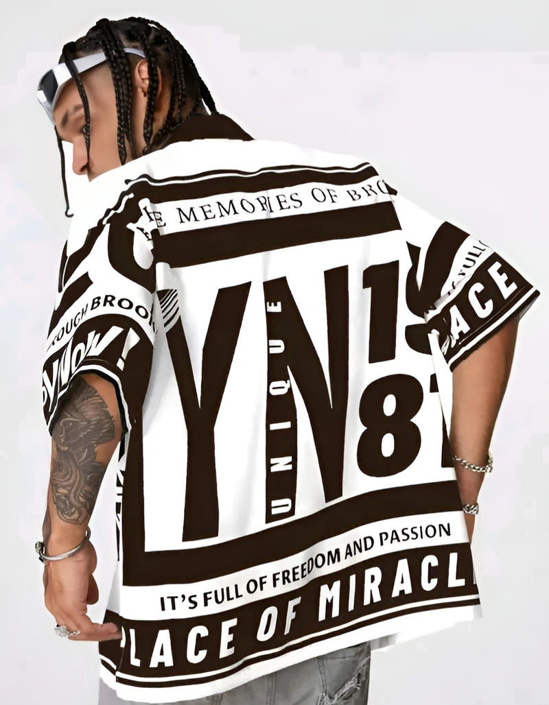 Typography Print Polo Tee - White