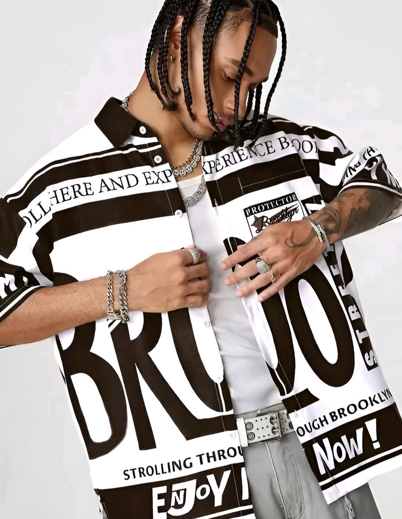 Typography Print Polo Tee - White