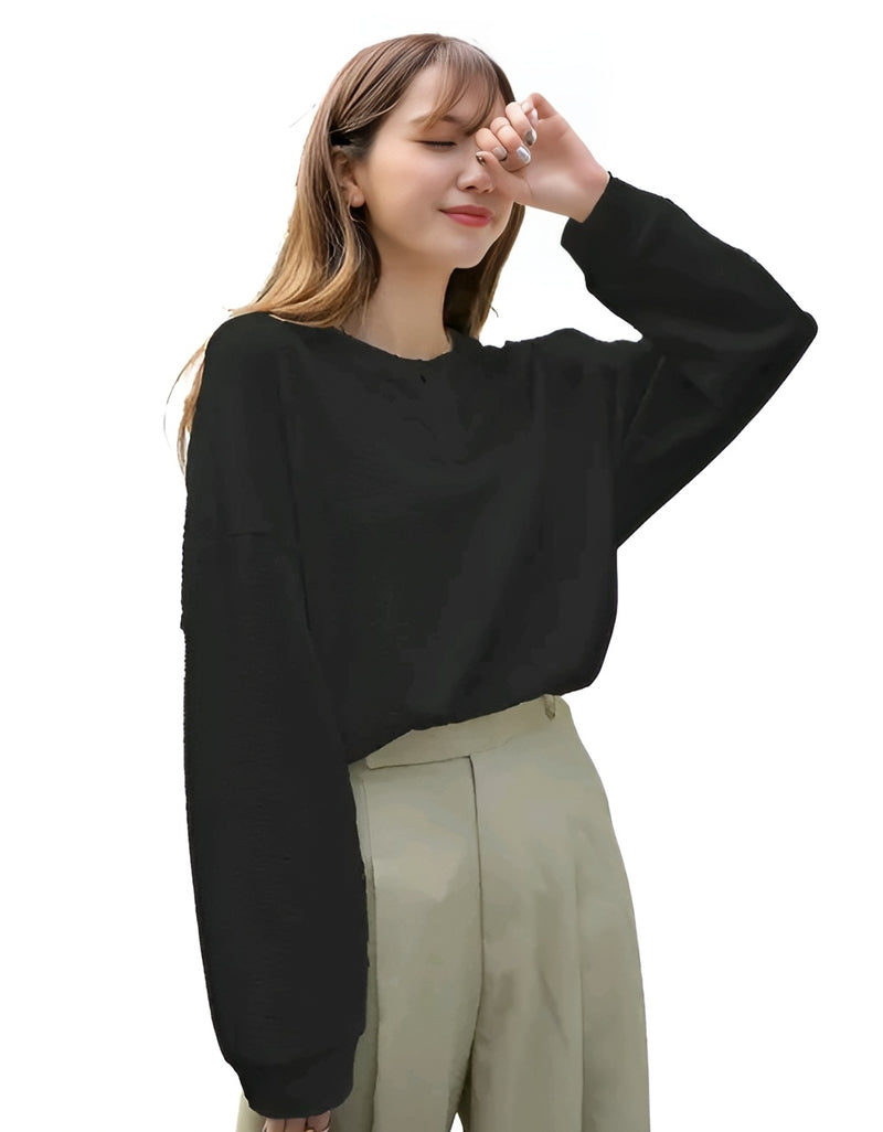 Waffle Cotton Korean Top - Cozy Main Character Era 🤍