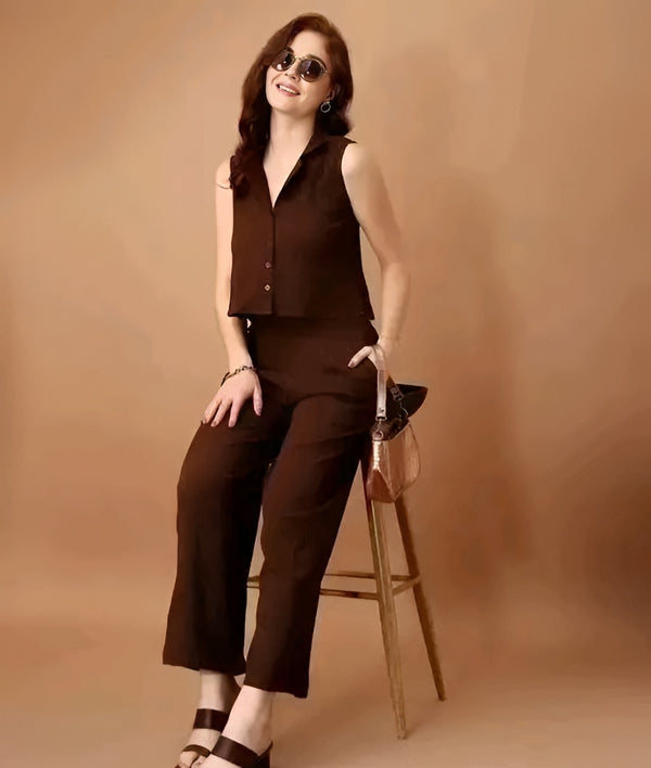 Brown Sleeveless Coord Set - Elevated It-Girl Era 🤎
