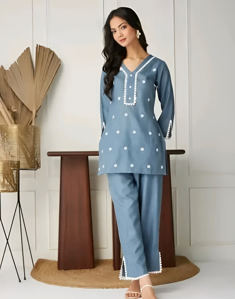 Cotton Embroidered Coord Set - Breezy Summer Elegance 🌸