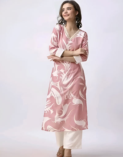 Pink Lace Embroidered Kurta Set - Party Ready Vibes 💕