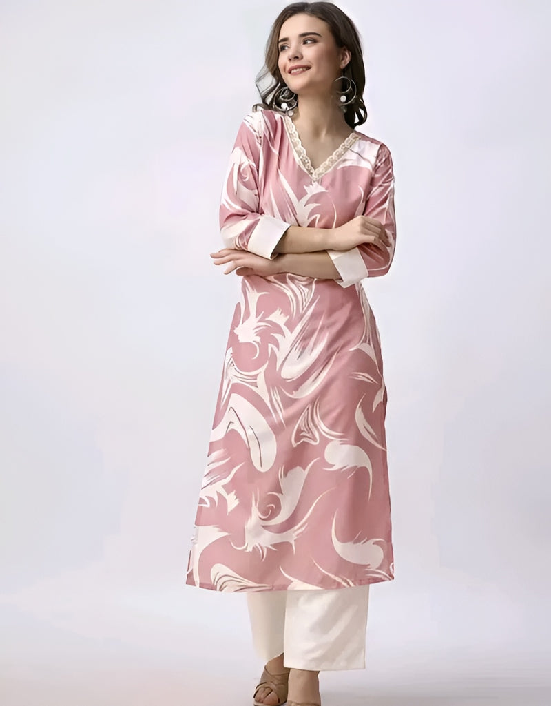 Pink Lace Embroidered Kurta Set - Party Ready Vibes 💕