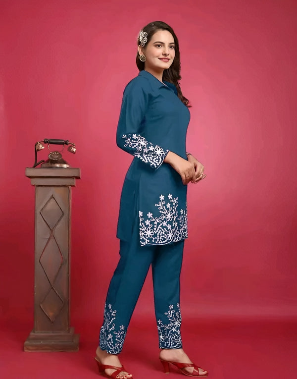 Teal Chikankari Coord Set - Timeless Everyday Luxury 💙