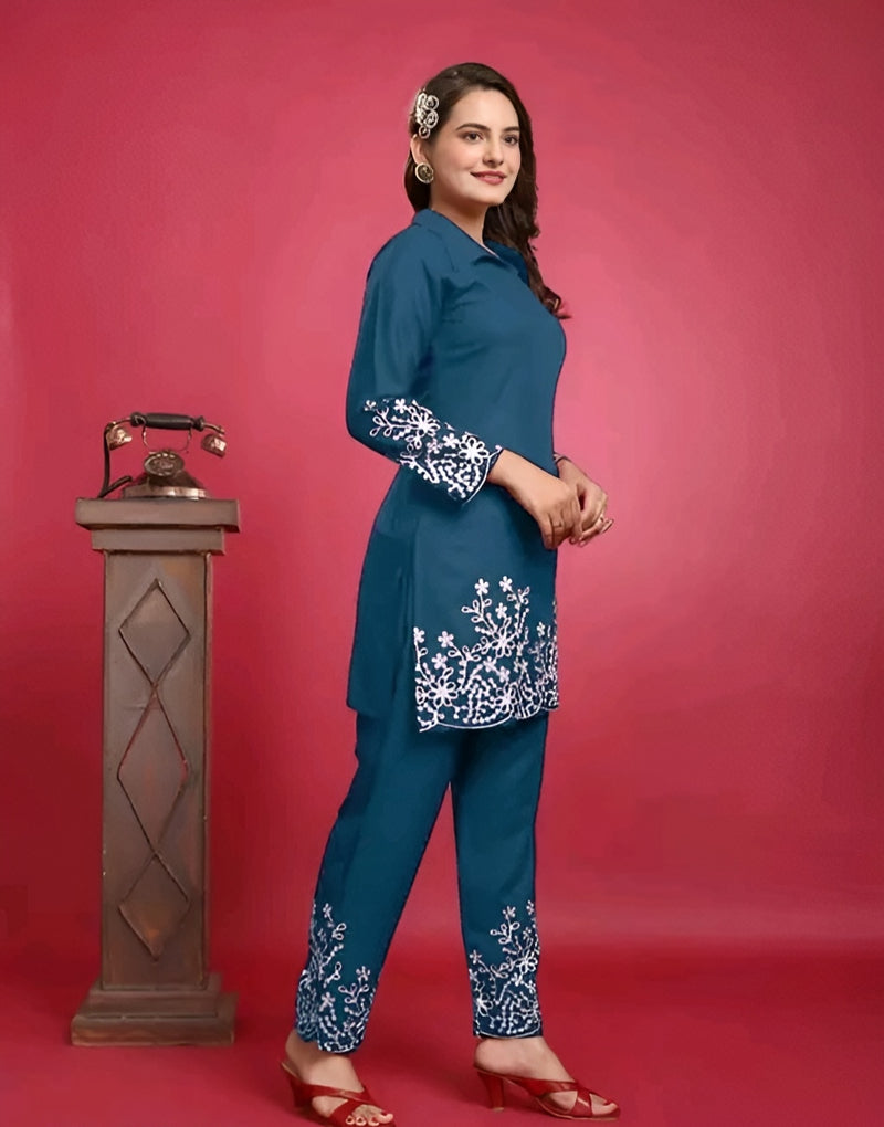 Teal Chikankari Coord Set - Timeless Everyday Luxury 💙