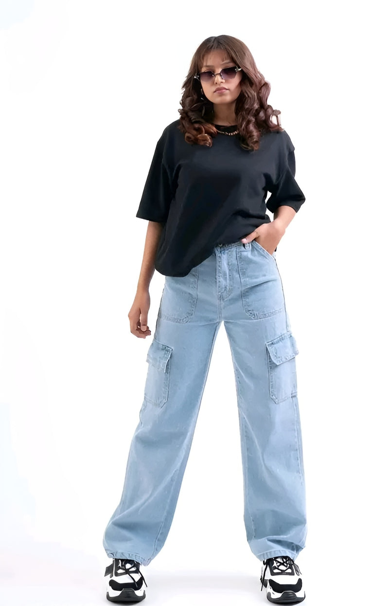 High Waist Cargo Pocket Jeans - Main Character Vibes 🔥