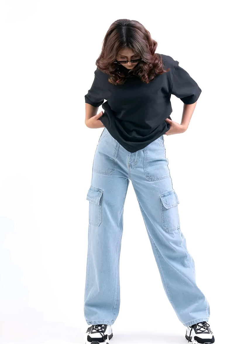 High Waist Cargo Pocket Jeans - Main Character Vibes 🔥