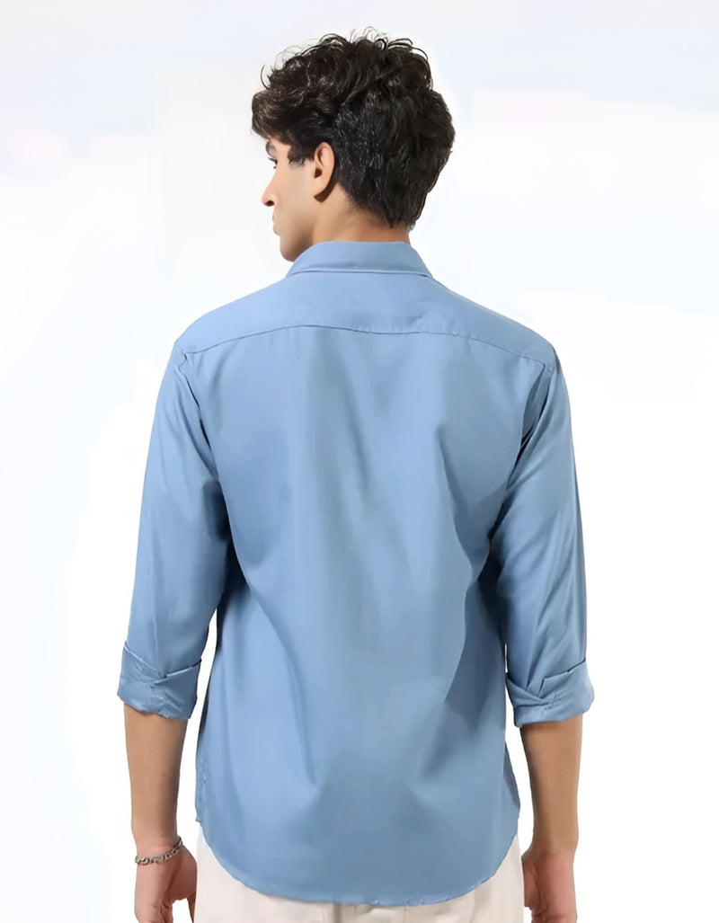 Sky Blue Solid Shirt - Approachable Alpha Vibes ☁️