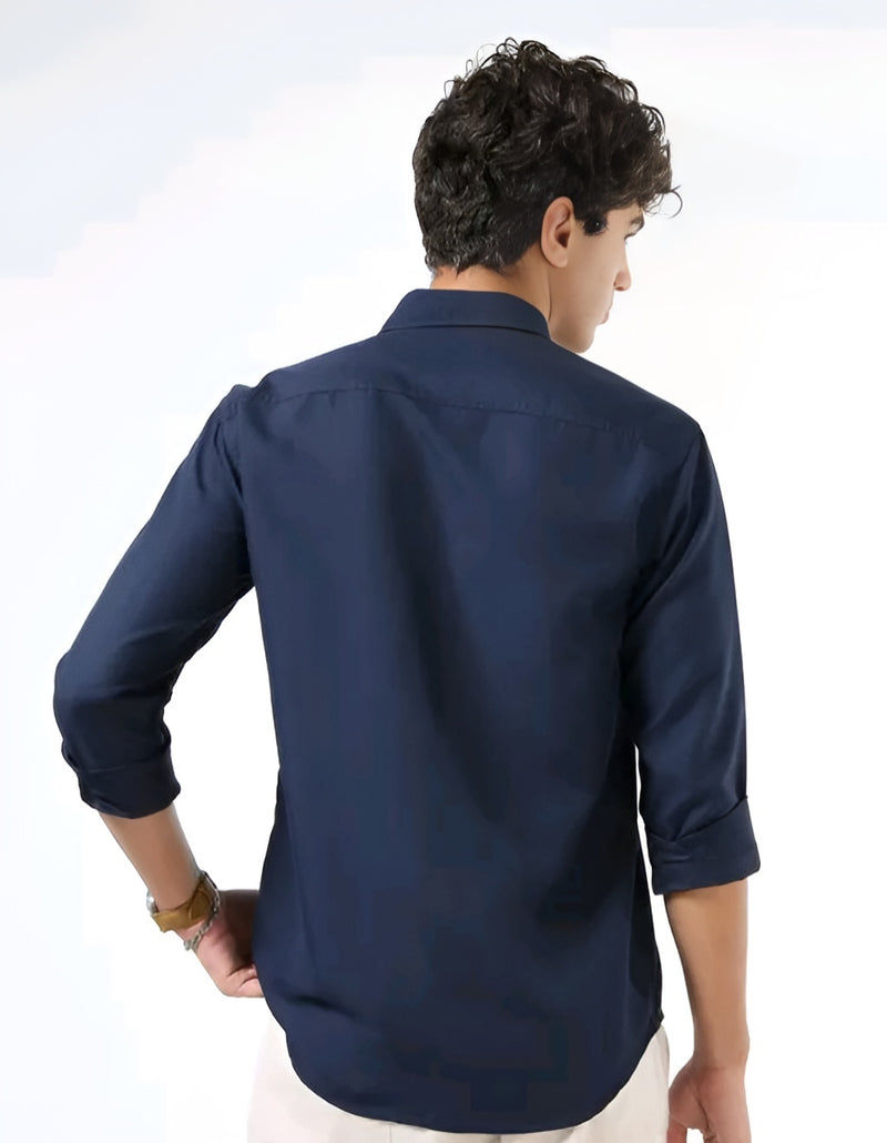 Navy Blue Solid Shirt - Quiet Confidence Energy 💼