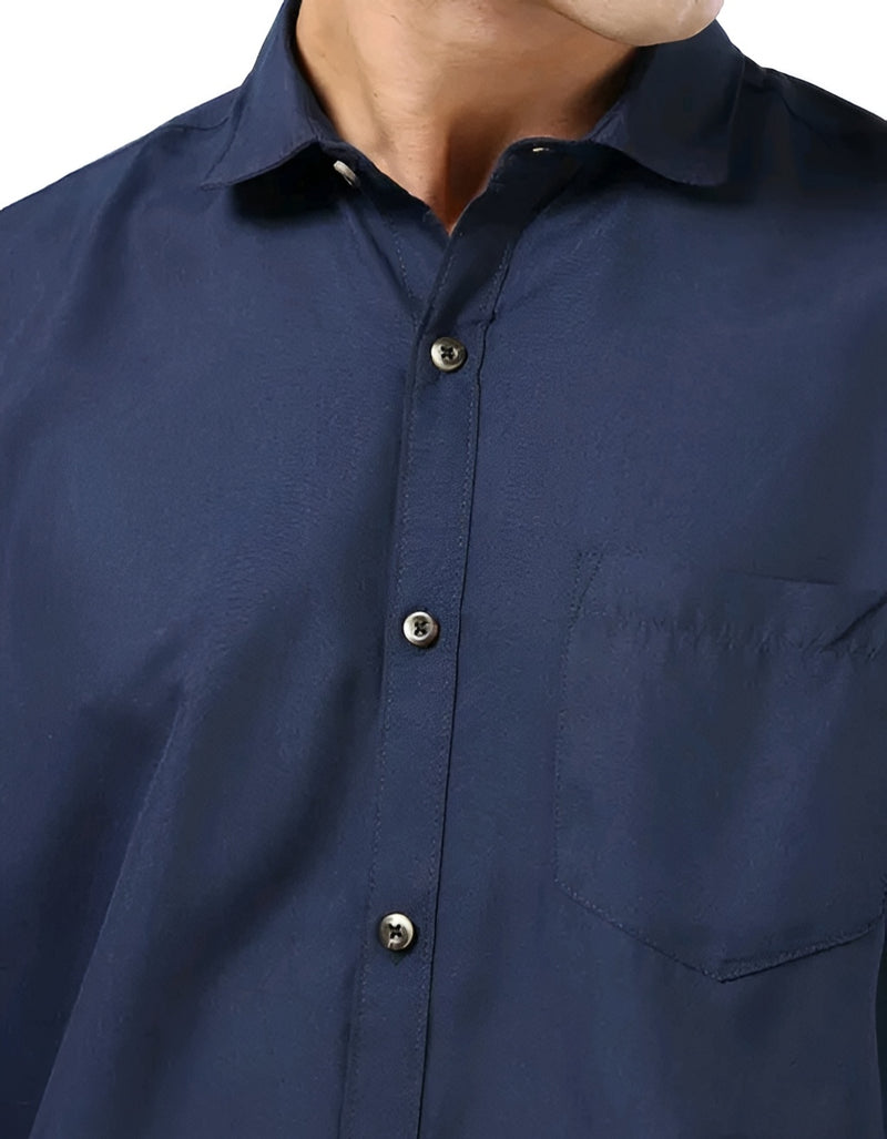 Navy Blue Solid Shirt - Quiet Confidence Energy 💼