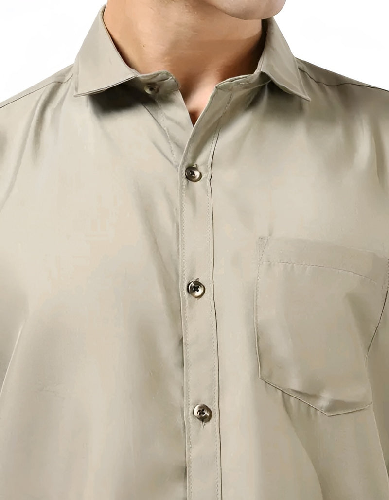 Khaki Solid Shirt - Timeless Boss Energy 👑