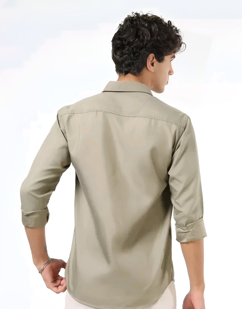Khaki Solid Shirt - Timeless Boss Energy 👑