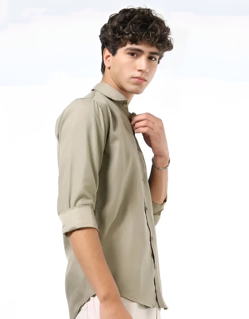 Khaki Solid Shirt - Timeless Boss Energy 👑