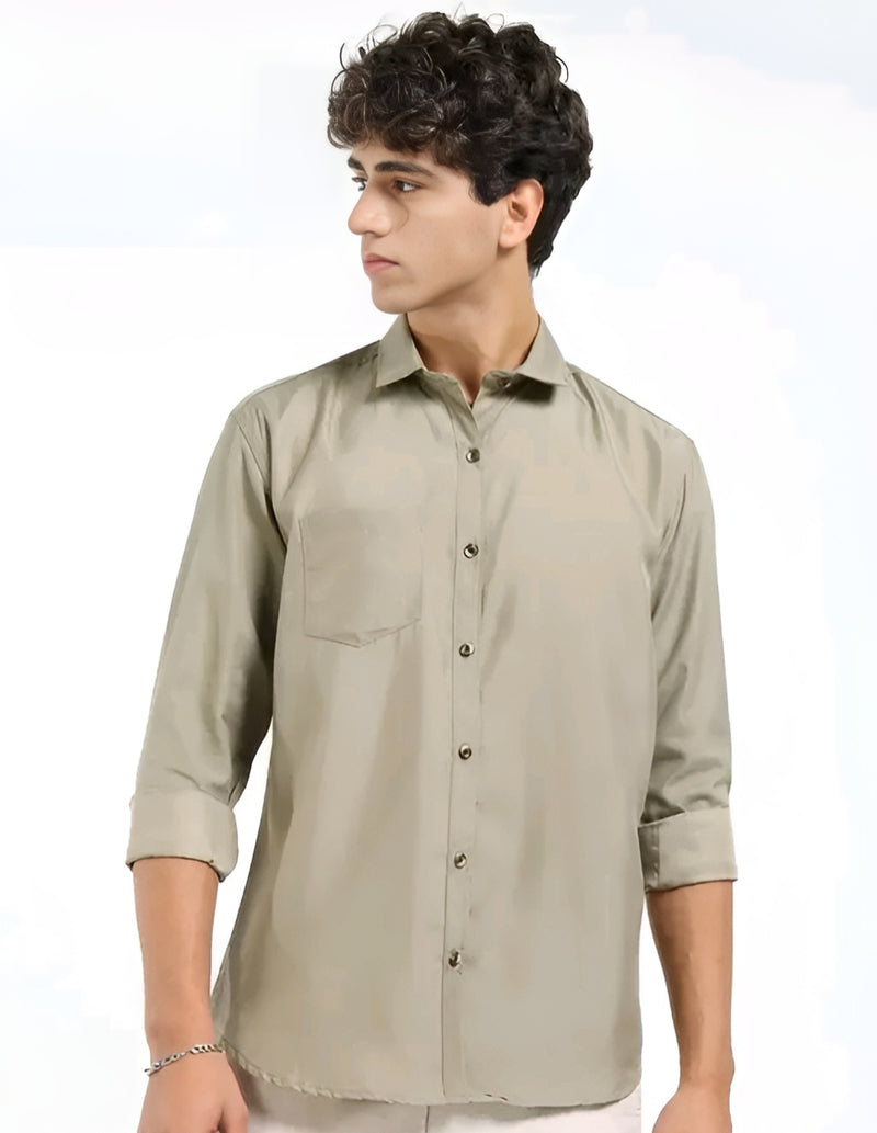 Khaki Solid Shirt - Timeless Boss Energy 👑