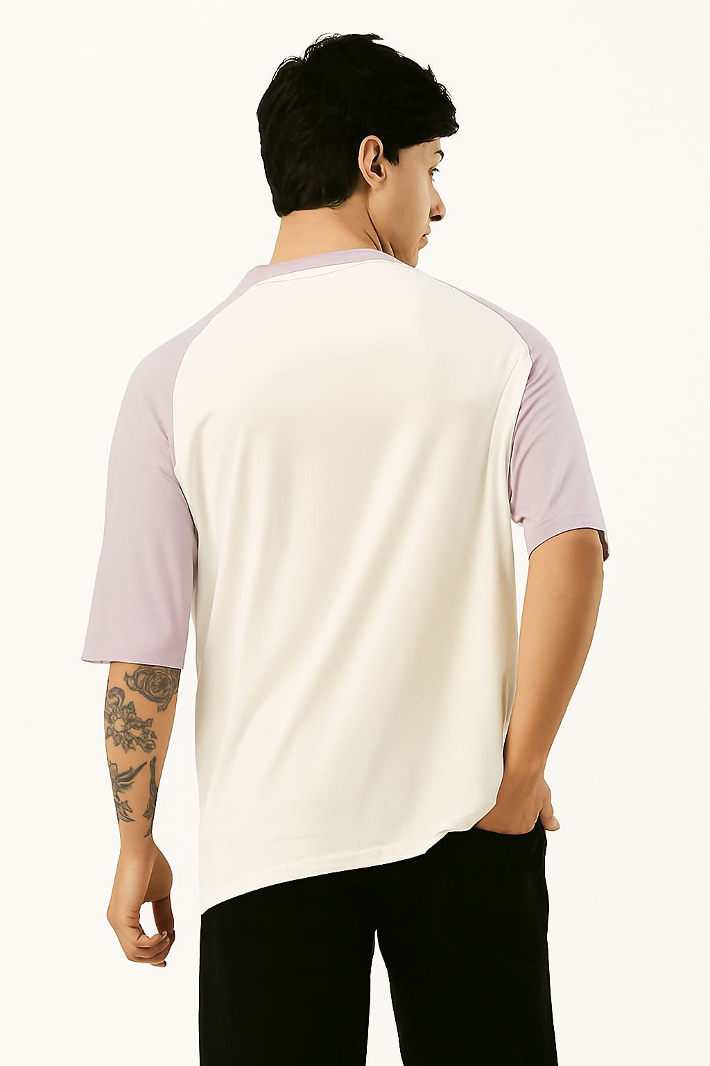 White & Purple Raglan Oversized Tee