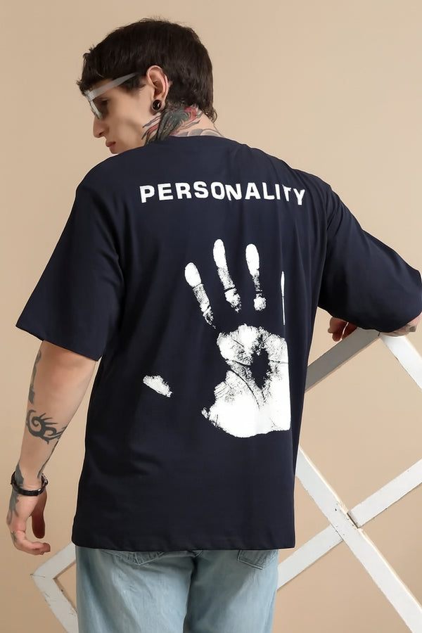 Dark Blue Graphic Oversized Cotton Tee