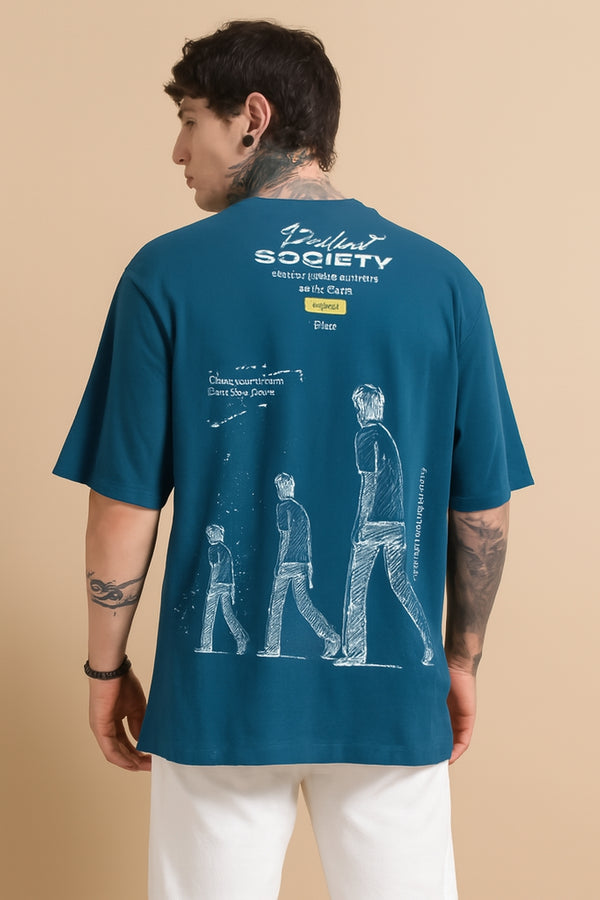 Graphic Oversized Cotton Tee - Half Sleeve