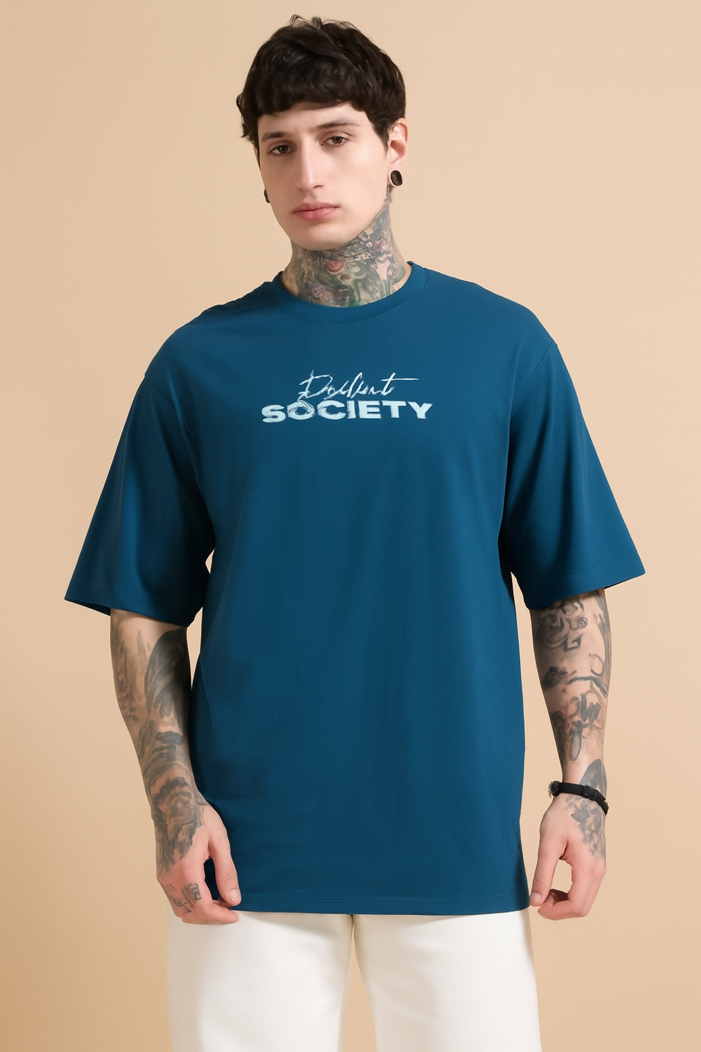 Graphic Oversized Cotton Tee - Half Sleeve