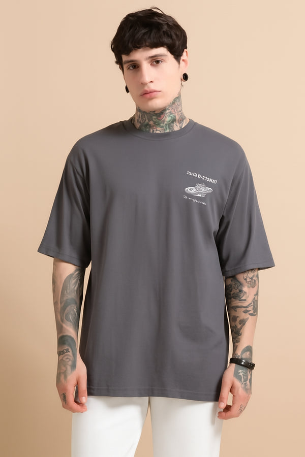 Graphic Oversized Cotton Tee - Short Sleeve