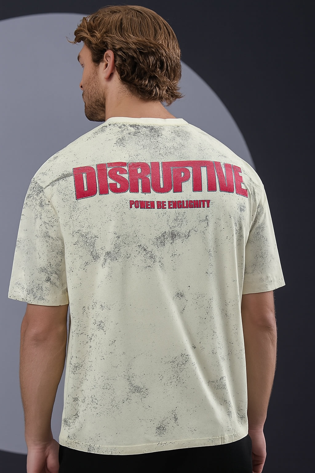 Cream & Black Spray Graphic Oversized Tee